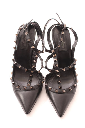 Valentino Garavani Noir Rockstud 100 Caged Leather Pumps