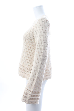 FRAME Crochet Knit Cotton and Silk-Blend Sweater