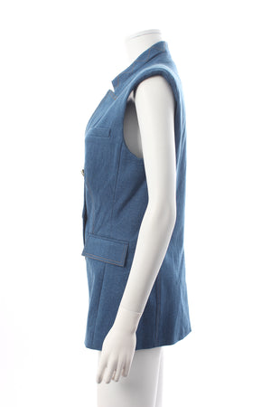 Veronica Beard Amika Double-Breasted Denim Vest - Runway Collection