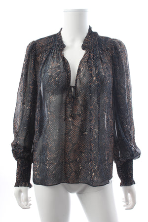 Ulla Johnson Anita Python Printed Silk-Chiffon Blouse