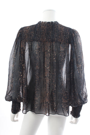 Ulla Johnson Anita Python Printed Silk-Chiffon Blouse