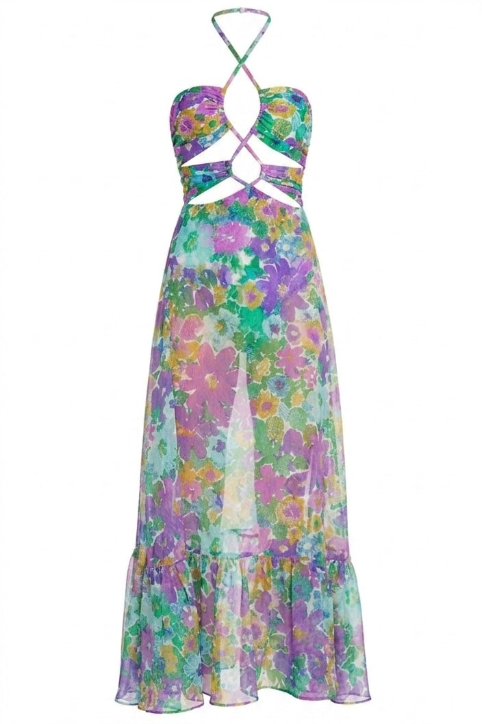 PatBO Gabi Lace Up Beach Dress / Purple