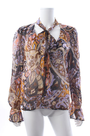 RIXO Jovie Metallic Printed Blouse