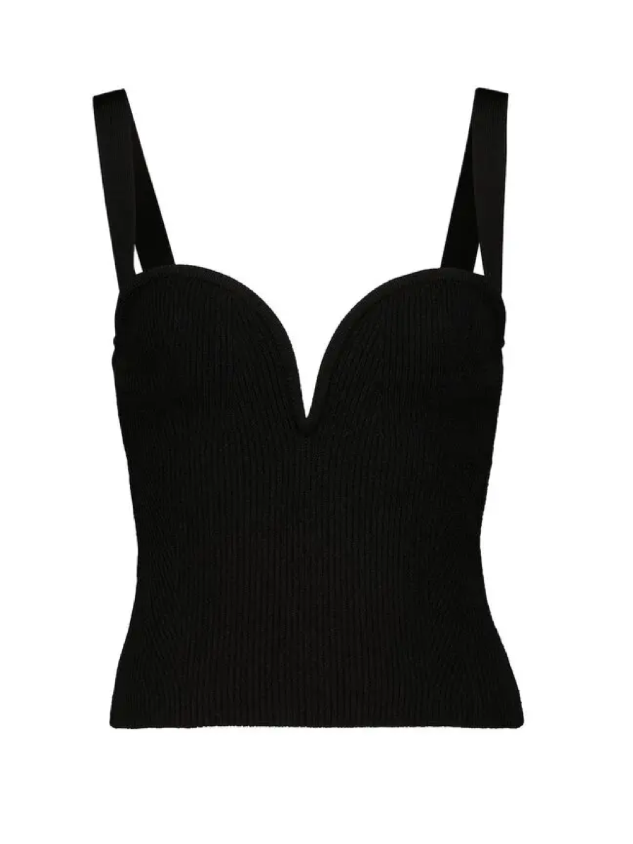Galvan London Thalia Ribbed Knit Bustier Top