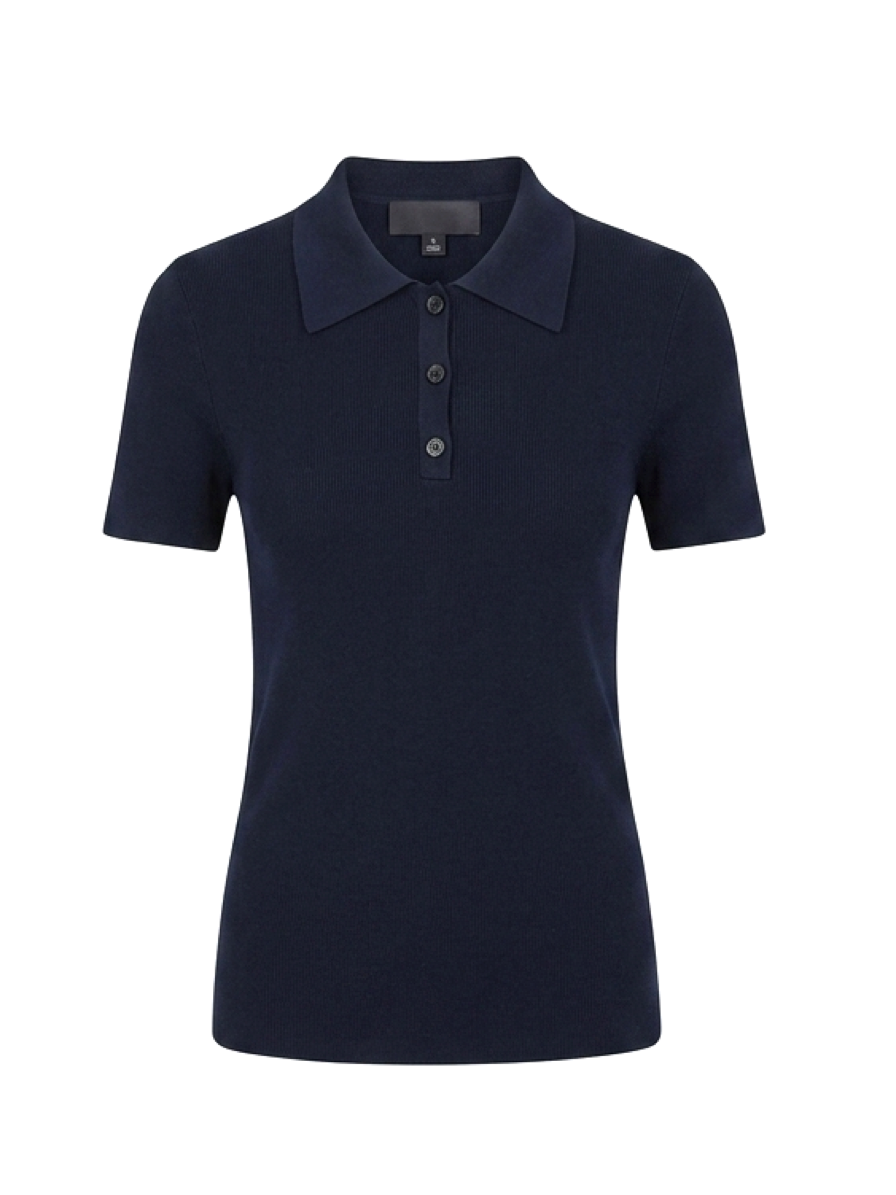 Nili Lotan Solana Ribbed Cotton Polo Shirt