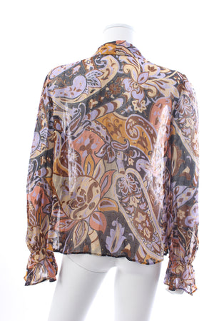 RIXO Jovie Metallic Printed Blouse