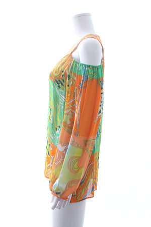 Emilio Pucci Silk Printed Cold Shoulder Blouse