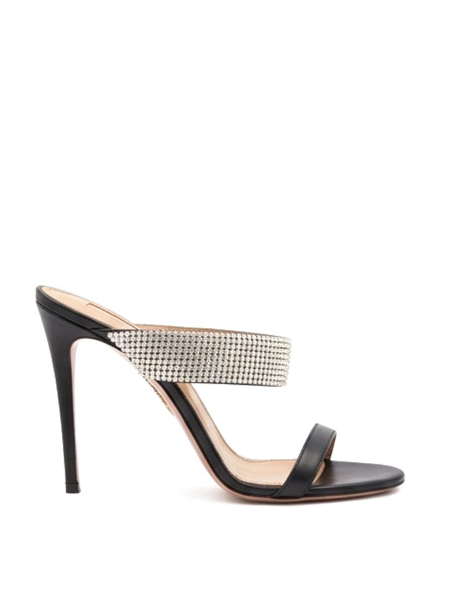 Aquazzura Muse Crystal-Embellished Leather Sandals