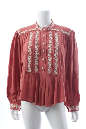 Isabel Marant Etoile Giovana Embroidered Cotton Blouse