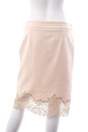 RED Valentino Lace-Trimmed Bouclé Skirt