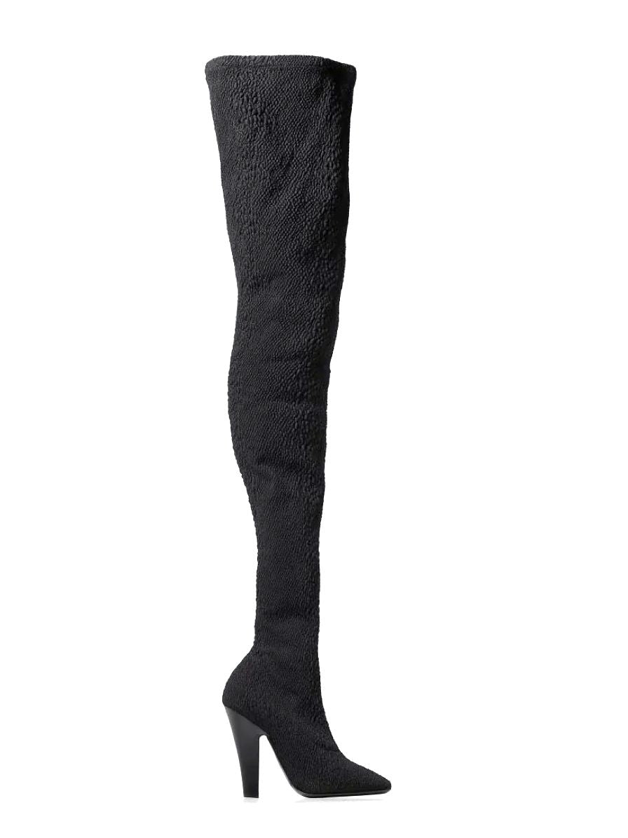 Saint Laurent Koller Textured Stretch-Cloqué Over-the-knee Boots