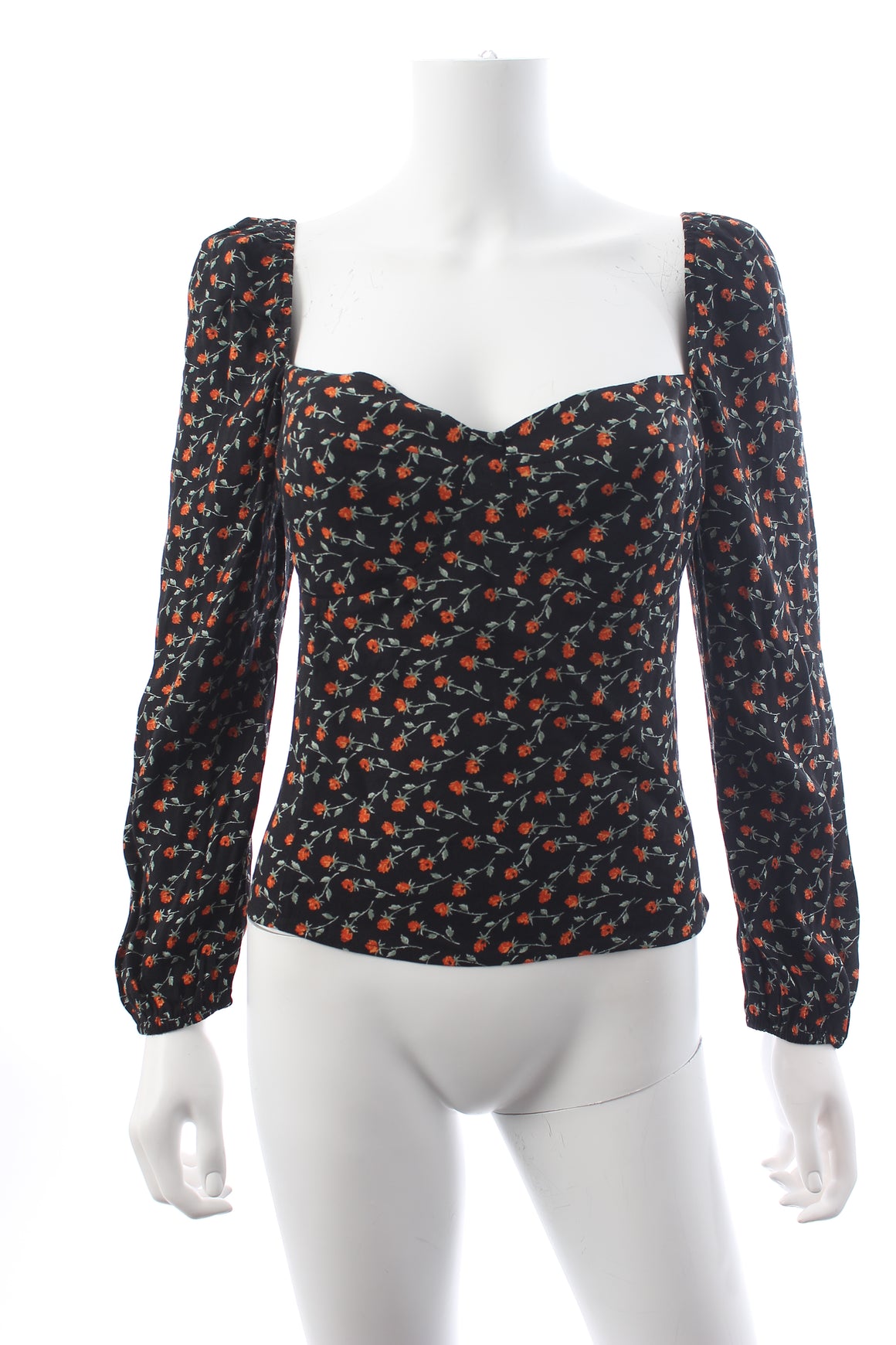 Reformation Reign Floral Printed Stretch-Crepe Top Blouse