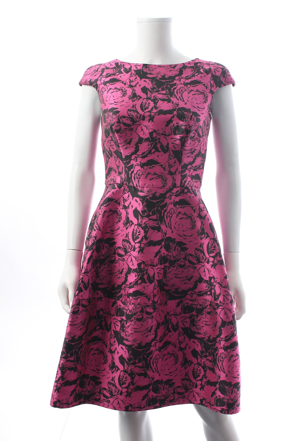 Carolina Herrera Floral Jacquard Short Sleeved Dress