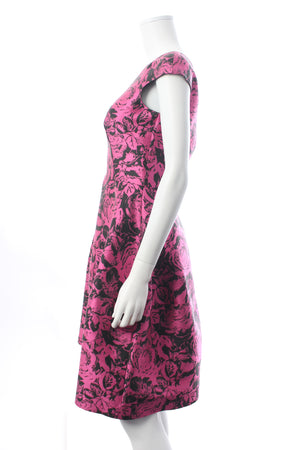 Carolina Herrera Floral Jacquard Short Sleeved Dress