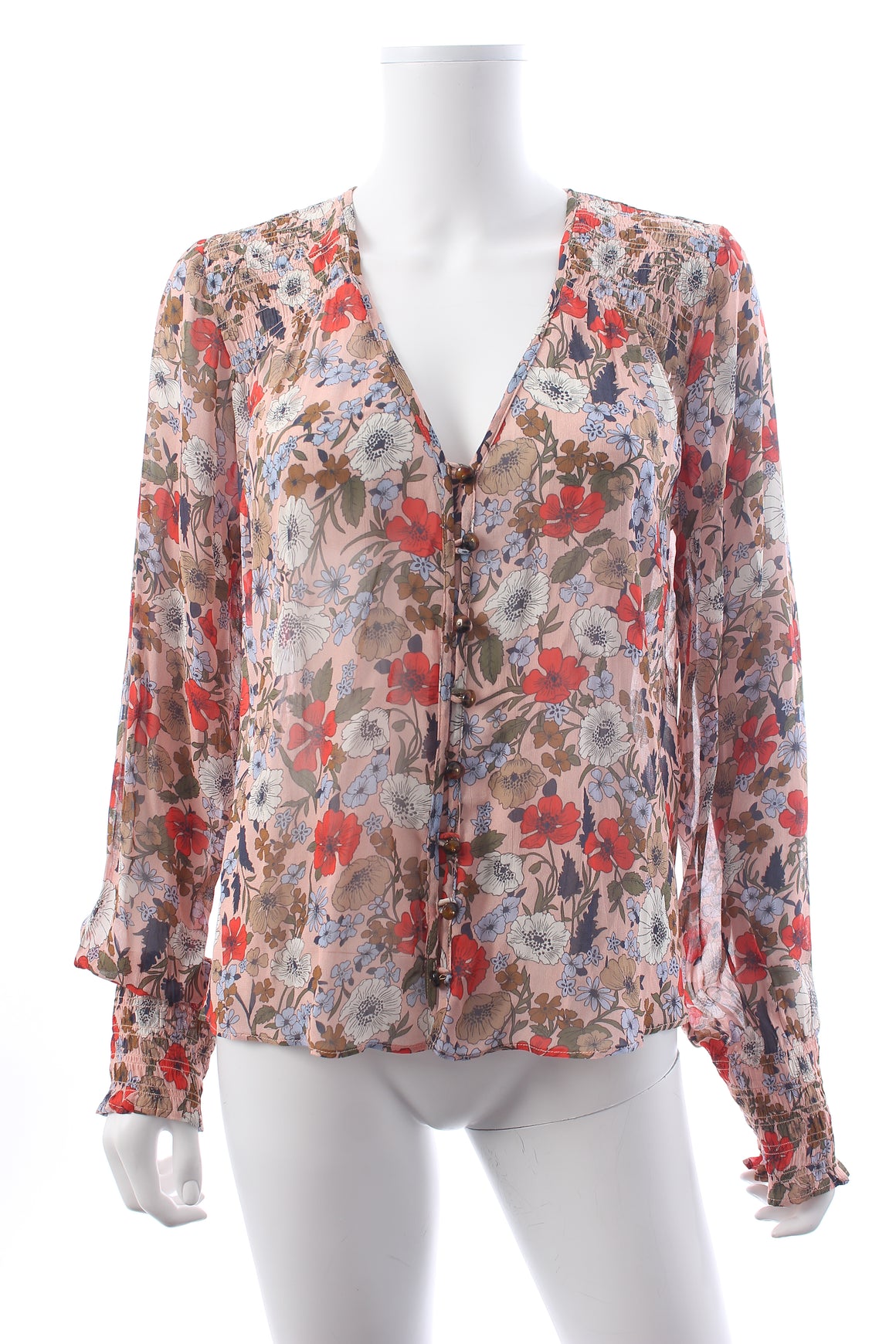 Veronica Beard Neha Floral Printed Crepe Blouse