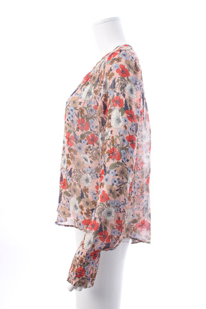 Veronica Beard Neha Floral Printed Crepe Blouse