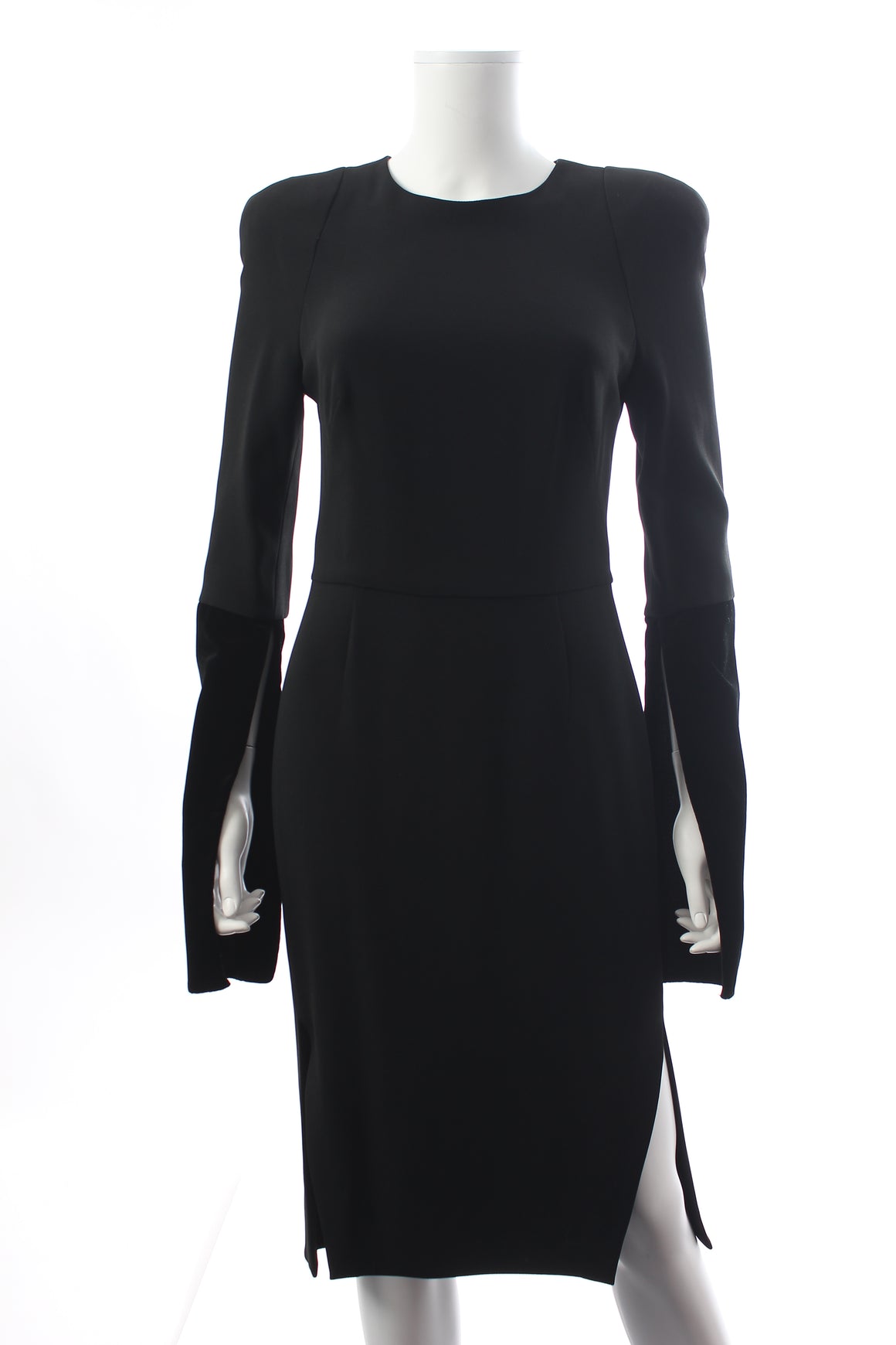 Tom Ford Velvet-Trimmed Open-Sleeve Crepe Dress