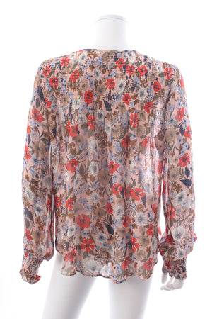 Veronica Beard Neha Floral Printed Crepe Blouse