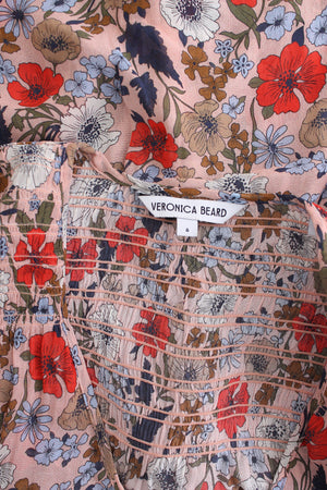 Veronica Beard Neha Floral Printed Crepe Blouse