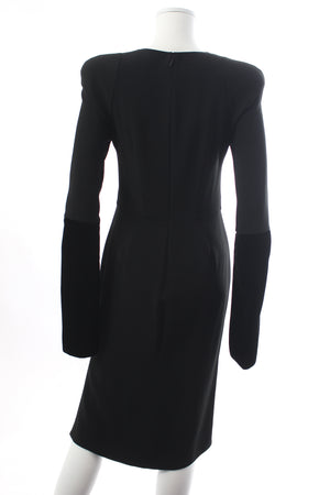 Tom Ford Velvet-Trimmed Open-Sleeve Crepe Dress