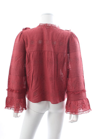 Sezane Nele Ruffled Embroidered Blouse - Current Season