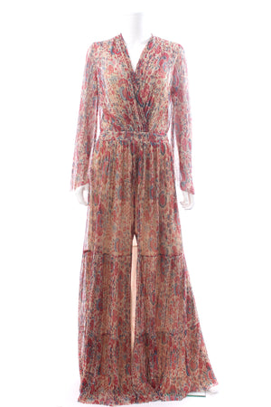 Ba&sh Andrix Metallic Printed Pleated Maxi Dress