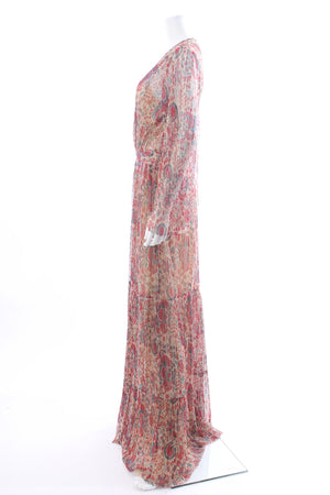 Ba&sh Andrix Metallic Printed Pleated Maxi Dress