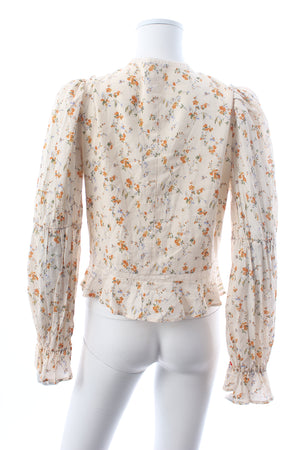 Reformation Meadowlark Floral Printed Plunge Blouse