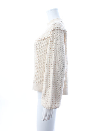 RIXO Silvia Crochet Knit Cotton Sweater