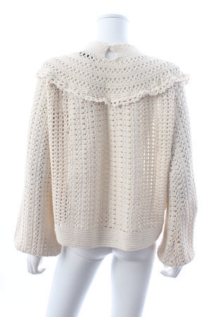 RIXO Silvia Crochet Knit Cotton Sweater