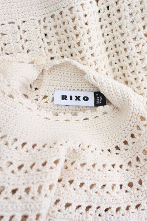 RIXO Silvia Crochet Knit Cotton Sweater