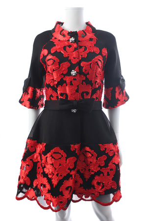 Edward Achour Paris Embroidered Embellished Button Dress