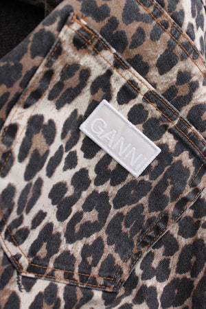 GANNI Betzy Leopard Printed Cropped Jeans - Current Season