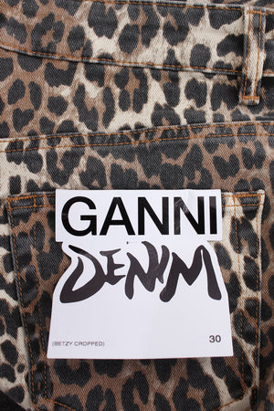 GANNI Betzy Leopard Printed Cropped Jeans - Current Season