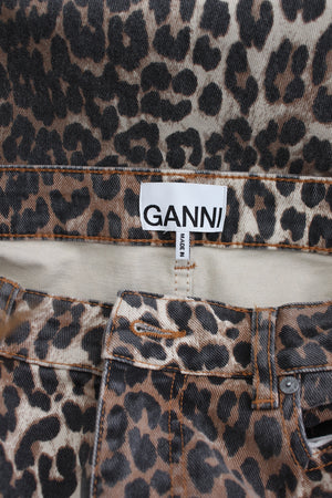 GANNI Betzy Leopard Printed Cropped Jeans - Current Season