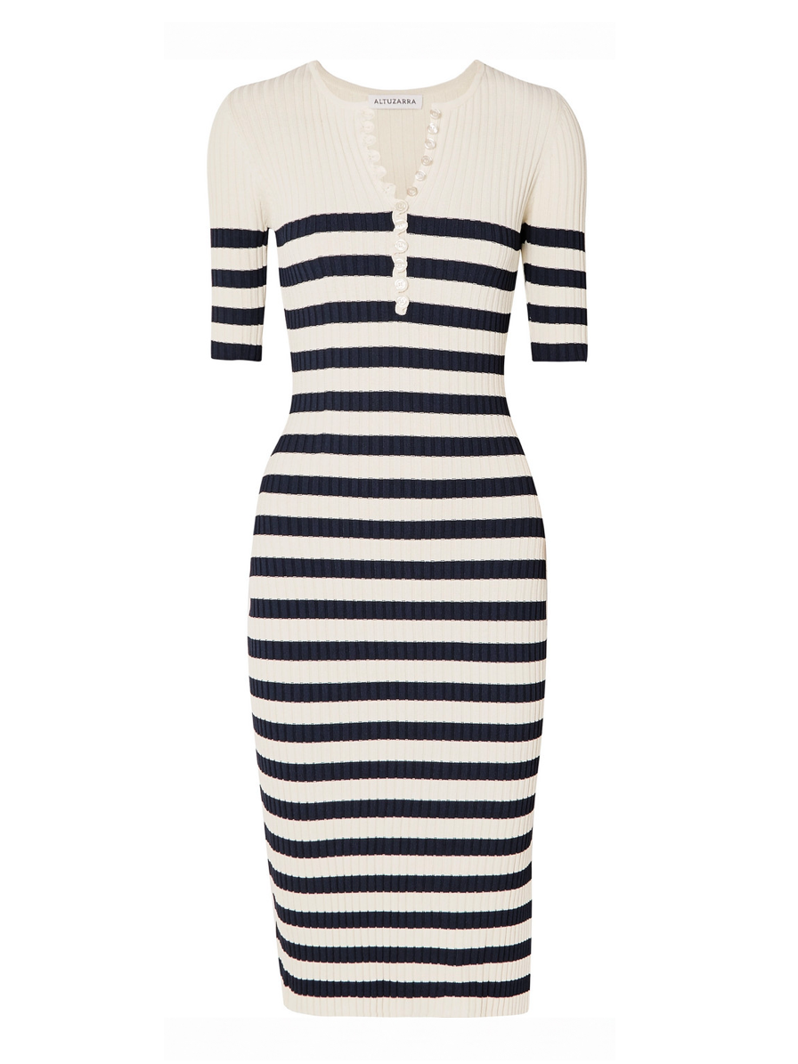 Altuzarra Sunday Striped Ribbed Knit Midi Dress