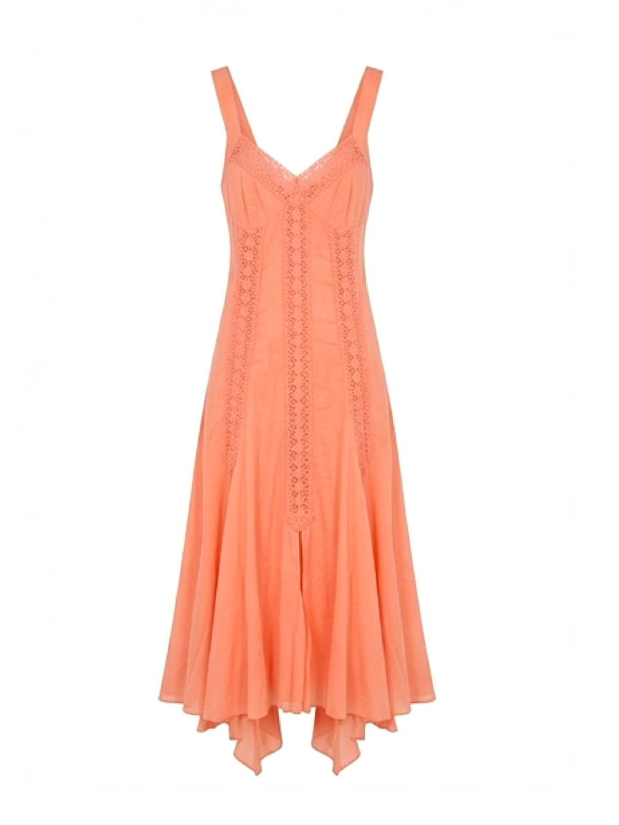 Charo Ruiz Ibiza Lace-Trimmed Cotton Midi Dress