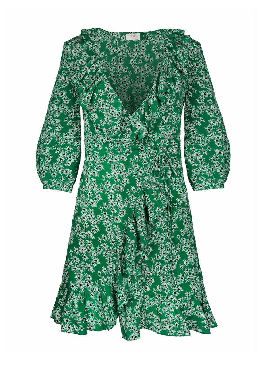 Rixo Abigail Silk Printed Wrap Dress