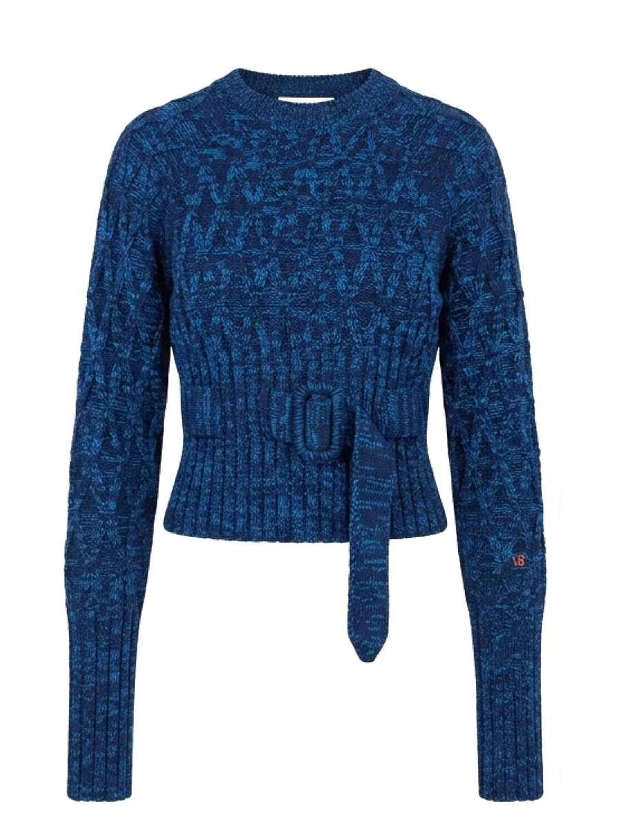 Victoria Beckham Belted Wool and Cotton-Blend Sweater