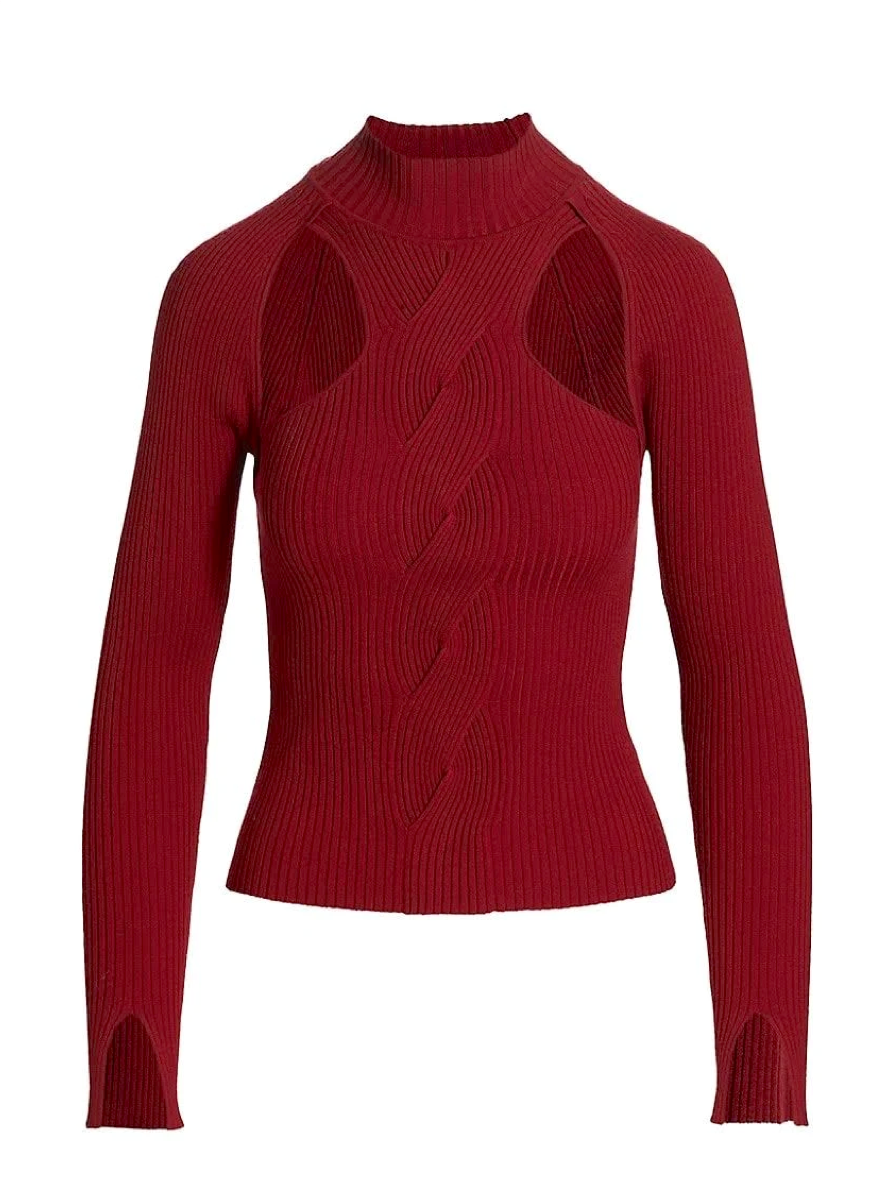 Jonathan Simkhai Keegan Cutout Ribbed Knit Sweater