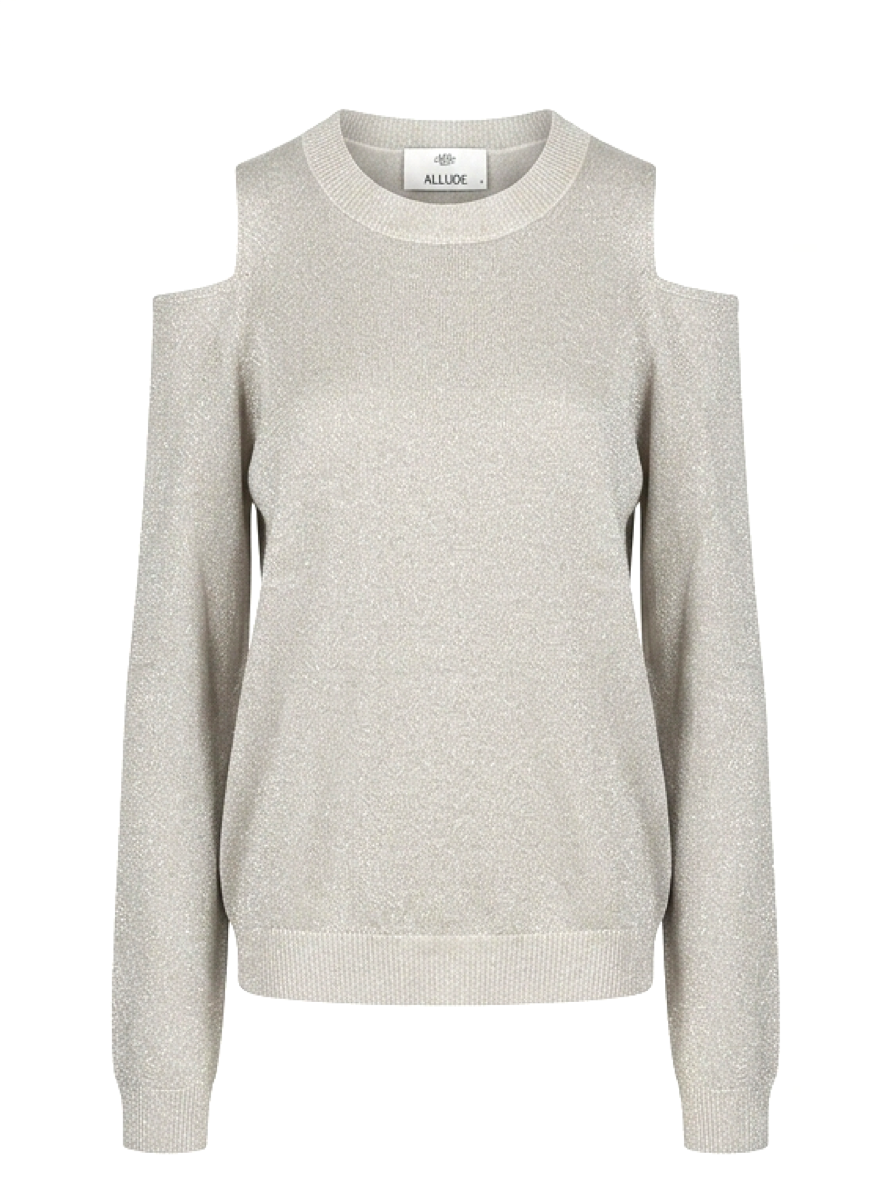 Allude Metallic Cold-Shoulder Wool-Cashmere Sweater
