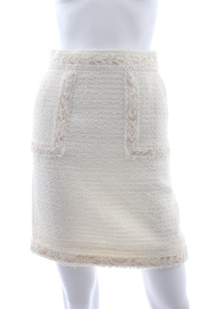 Chanel Braided-Trim Tweed Cotton-Blend Mini Skirt