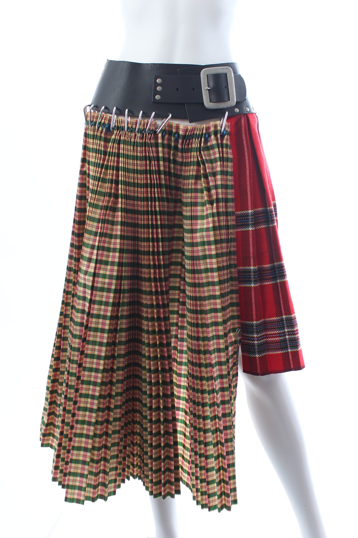 Chopova Lowena Belted Pleated Patchwork Skirt