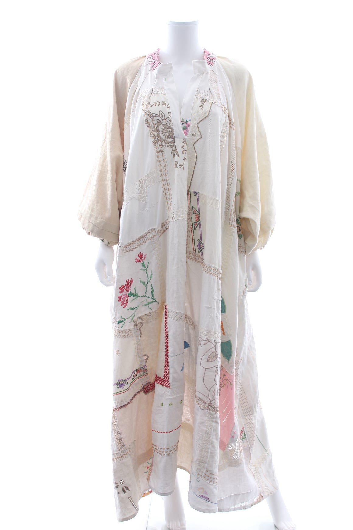 By Walid 1920s Embroidered Linen Doris Dress