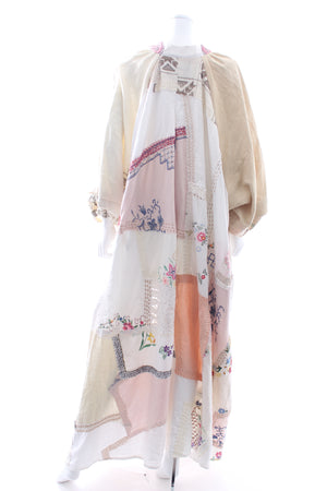 By Walid 1920s Embroidered Linen Doris Dress