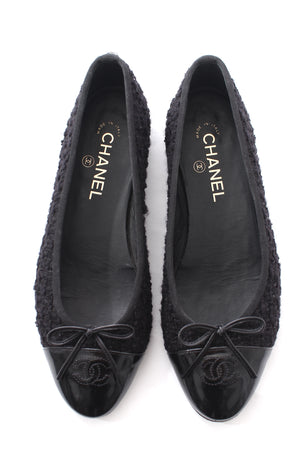 Chanel Embellished Tweed Ballet Flats