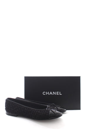 Chanel Embellished Tweed Ballet Flats