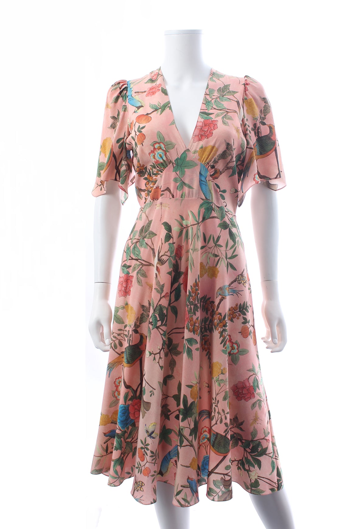 Gucci Tian Silk Printed Midi Dress