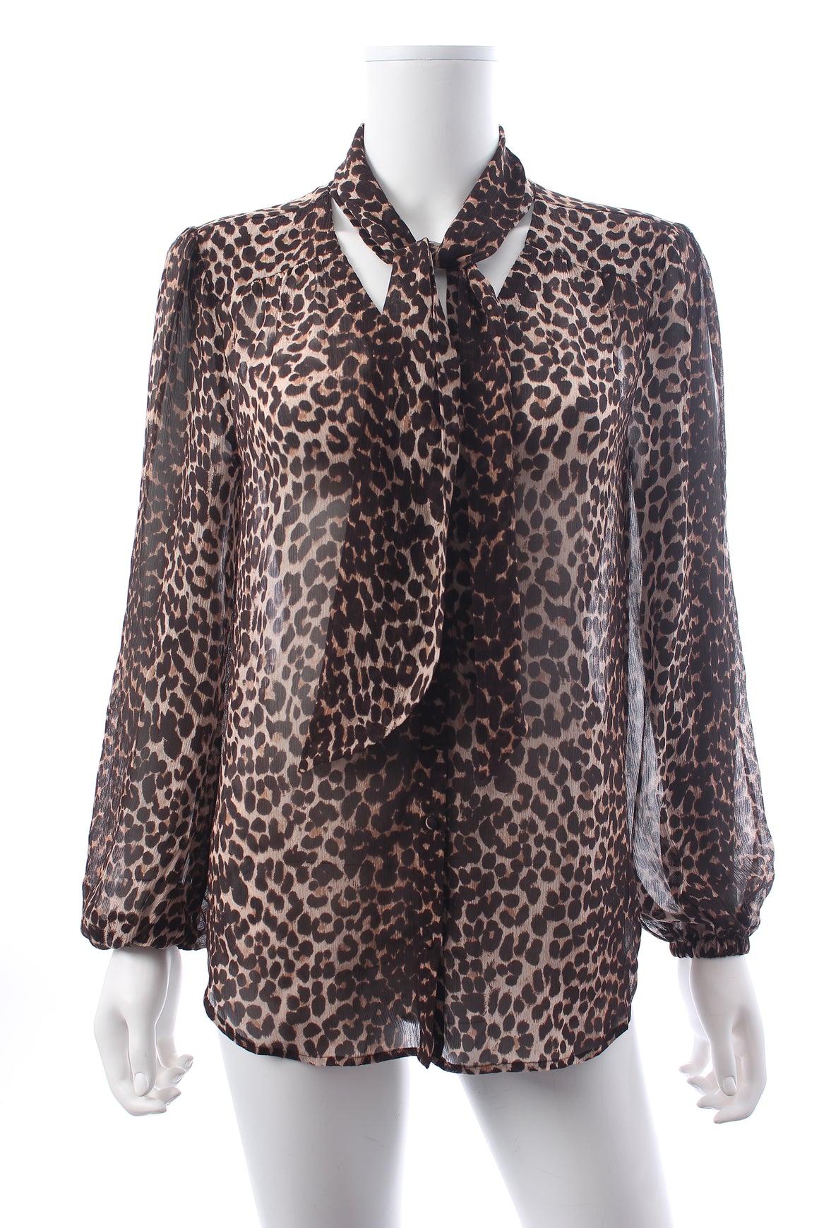 Paige Leopard Printed Tie-Neck Silk Printed Blouse