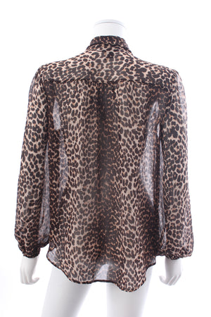 Paige Leopard Printed Tie-Neck Silk Printed Blouse